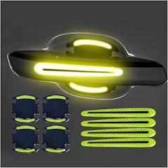 8 Pcs Car Door Handle Guard Film for Renault Traffic III/3 (ab Bj.2014), 3D Carbon Fiber Door Bowl Paint Scratch Protective Film Safety Reflective Strips,Normal-Yellow