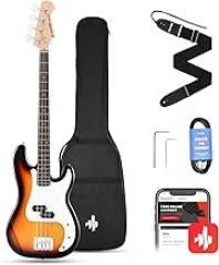Donner Electric Bass Guitar 4 Strings Full-Size Standard Bass PB-Style Beginner Kit Sunburst for Starter with Free Online Lesson Gig Bag Guitar Strap and Guitar Cable, DPB-510S
