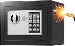 Electronic Security Safe Box, 0.17 Cubic Feet Digital Deposit Box, Compact Steel Combination Lock Boxs for Home Office Hotel Business, Lock Box for Cash Jewelry Storage, Black