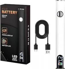 Portable Soldering Iron Kit with LED Display, USB Rechargeable, Suitable for Home Appliance Electronic Kit with Connect, 510 Threaded Battery, 650mah (White)