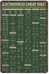 Electronic Cheat Sheet Poster Funny Poster Sign 8x12 Inch Vintage Aluminum Metal Tin Signs-For Living Bathroom Room Kitchen Bedroom Patio Wall Decor