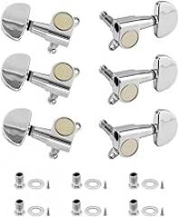QWORK 6-Pack Guitar Tuning Pegs - Universal 3L+3R Machine Heads Knobs Tuning Keys for Acoustic and Electric Guitars - High Quality Zinc Alloy Metal Tuners with Installation Accessories