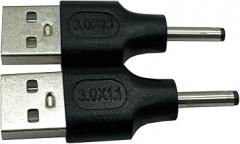 2-Pack USB 2.0 A Male to DC 3.0 x 1.1mm Male Power Adapter for Charging Electronic Devices with DC or USB Ports