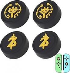 Joystick Caps Compatible with Nintendo Switch/Lite/OLED - Silicone Thumb Grips with Retro Totem, Non-Slip and Wear-resistant Steam Deck Accessories Protection (Black)