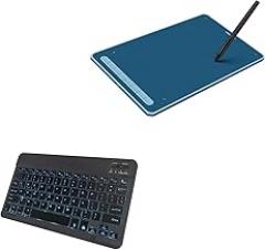 BoxWave Keyboard Compatible with XP-Pen Deco LW - SlimKeys Bluetooth Keyboard - with Backlight, Portable Slim LED 7 Colors - Jet Black