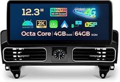 XTRONS 12.3 Inch Android 14 Car Stereo for Mercedes-Benz ML-Class W166 GL-Class X166 2013-2015 NTG4.5 NTG4.7 System, Touch Screen Global 4G Car Radio GPS Support Wireless CarPlay Android Auto 4+64GB
