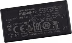 GFZ IRM-05-12 5W AC-DC Switching Power Supply, 12V/0.42A Output, Universal Input 85-305VAC/120-430VDC, Compact Design for Industrial Automation, Machinery, and Handheld Electronics.