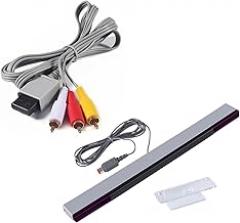 Aokin AV Cable and Sensor Bar for Wii Wii U, Audio Video AV Cable Cord and Wired Infrared Ray Sensor Bar for Nintendo Wii and Wii U