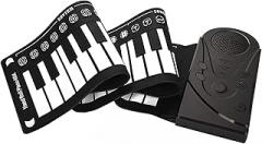 Generic Portable Keyboard no, 49 Keys Electronic Keyboard Hand Rolling Up no with Built in Speakers and 3.5mm Output Jack Roll Up Foldable for Beginners Learning (Black)