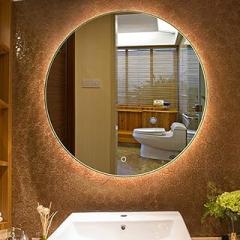 Wall Mounted Led Lighted Bathroom Mirror with Touch Switch, Modern Round Makeup Vanity Mirror, Electronic Anti-Fog, Bedroom Home Furniture