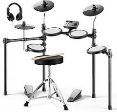 Donner Electric Drum Set, DED-70 Electronic Drum Kit for Beginner with 150 Sounds, 4 Quiet Mesh Pads, 9
