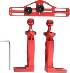 All Metal Dual Handheld Grip | Diving Flashlight Bracket & Camera Stabilizer | Underwater Sports Photography/Video Recording | Aluminum Alloy Shutter Trigger