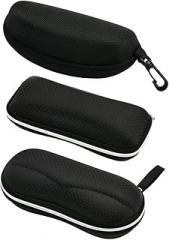 Healvian 3Pcs Portable Semi-hard Eyeglasses Cases with Mountaineering Button Keychain Clips Material Anti-scratch Sunglasses Protectors Outdoor Storage for Glasses Small Electronics and