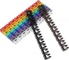 VOSAREA 100pcs Waterproof Clip-on Cable Markers Colorful Writable Wire Number Labels for Electronics Sturdy Cable Identification Tags 2.5MM Diameter