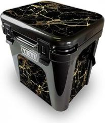 MightySkins Skin Compatible with Yeti Roadie 24 Hard Cooler - Black Gold Marble | Protective Viny wrap | Easy to Apply and Change Styles | Made in The USA