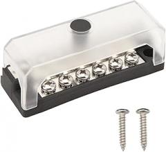 12 Terminal Power Distribution Block with Cover, 100A 32V Bus Bar for Trucks and RVs - Flame Nylon Base, Wire Organization and Safety Protection