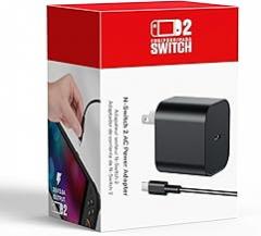 Switch 2 Charger - 60w AC Power Adapter for Nintendo 2/1, 5FT/1.5M UBC Cable, Support 4K TV Dock, PD3.0 Fast Charging Supply 20V/3A for Nintendo Switch Batteries, [Replacement for OEM Switch2 Charger]