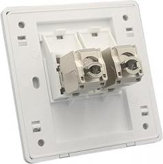 2-Port CAT8 RJ45 Wall Panel 40Gbps Ultra-high-Speed CAT.8 LAN Network Panel(Two Ports CAT7)