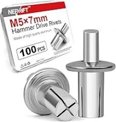 100Pcs M5 x 7mm Hammer Drive Rivets, Aluminum Core Drive Rivets for Household, Mechanical & Electronic Equipment