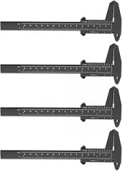 4pcs 15cm Plastic Precision Caliper Set, Portable 6-inch Analog Sliding Measurement Tool for Electronics, Mechanics, Laboratory and Jewelry Making, Black