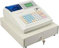 Electronic Cash Register for Small Businesses 48 Keys 8 Digital LED Display & LCM Display Cash Counter Machine, Portable Square Pos Systems Cash Box for Retail Restaurant