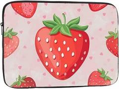 Strawberry Print Laptop Case for Men Women Shockproof Travel Office School Black 12 Inch