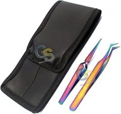 Set of 2 Stainless Steel Multi Titanium Rainbow Color Jeweler Style Tweezers #6 + #n1 Fine Point by G.S Online Store