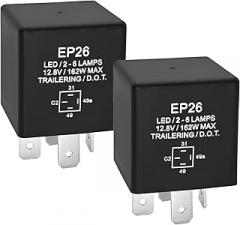 EP26 4 Pin LED Flasher Relay (Pack of 2), Compatible with Jeep TJ Wrangler 1997 1998 1999 2000 - LED Electronic Turn Signal & Hazard Warn Realy - Replaces 56009339 Relay