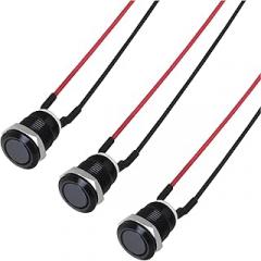 3PCS Metal Pushbutton Switch 12mm Self Locking Self Resetting Round Waterproof Switches Pushbutton Activated Switches for Electronic Products Instruments 1A 350V with Cable