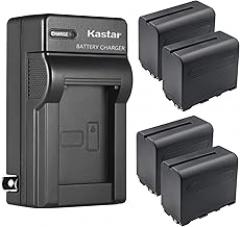 Kastar 4-Pack NP-F960 / NP-F970 Battery and AC Wall Charger Replacement for Teradek Wave Smart Streaming Monitor/Encoder, Vaxis Storm 072 Field Monitor, GyroVu Lightweight 5