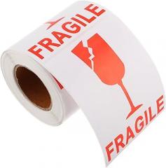 Veemoon 1roll Fragile Warning Labels Handle Care Stickers for Shipping Packing Moving Adhesive Easy Application Logistics Caution Stickers for Glass Electronics