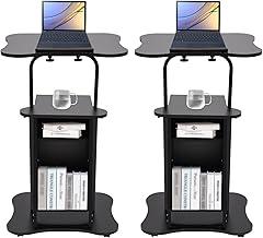 DYNAMI 2Pcs Mobile Laptop Podium, Portable Height Adjustable Lectern Podium Stand with Storage Cabinet,Reading or Laptop Desk,Tilting Desktop with Edge Stopper,for Home, Office, School (Style B)