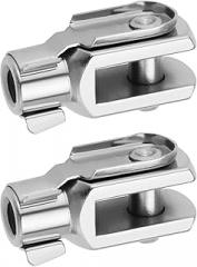 2Pcs M6x1 Thread 32mm Length Air Cylinder Rod Clevis End Clevis Fork End Yoke Joint with Spring Pin Steel Zinc Plated Y Connector for Electronic Automatic Equipment