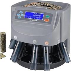 Coin Sorter Machine, Electronic Coin Counter, with Smart Control Panel, Electric Coin Counter Sorter and Wrapper Machine, Coins for Over 40 Countries, for Banks, Company, Schools