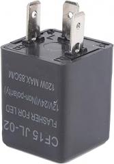 LED Flasher Relay, Non Polarity 12V 24V Universal ABS Normally Open Flash Relay CF15 JL-02 Type LED Flasher Electronic Automotive Flashers, Black