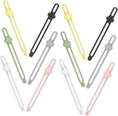 12pcs Silicone Cable Ties Cord Organizer Reusable Wire Management Straps Self-locking Clover Design for Electronics and Home Office,