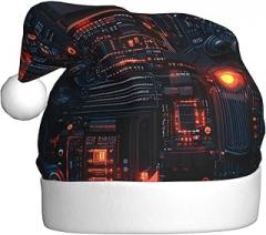 WHJDPP Bright light on electronic board Picture Men's and women's plush Christmas hats, adult New Year's holiday party caps