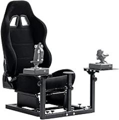 Marada Racing Flight Simulator Cockpit with Black Seat Compatible for Thrustmaster A10C Hotas Warthog Adjustable Throttle,Joystick,Keyboard NOT Included
