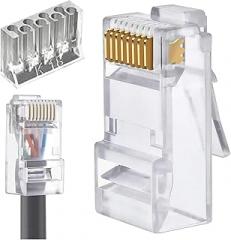 Cat6 RJ45 Connector Network Modular Two-Piece Design Plug Connector 8P8C for Ethernet Cable RJ45 Crimper Connector Plug(10PCS,UTP CAT6 Connector)