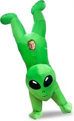 Camlinbo Inflatable Adults Halloween Costume Funny Alien Handstand Blow Up Costume for Halloween Funny Alien Theme Cosplay Party