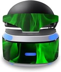 MightySkins Skin Compatible with Sony Playstation VR wrap Cover Sticker Skins Green Flames