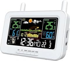 LCD Electronic Alarm Clock Calendar Indoor Outdoor App Control Weather Station Clock Digital Temperature Humidity Monitor