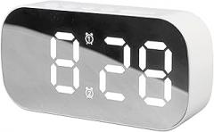 Yinhing LED Digital Display Electronic Clock,Alarm Clock for Bedroom,Mirror Digital Clock with 5 Levels Brightness,Date,Temperature Display,2 Alarms,Snooze Function