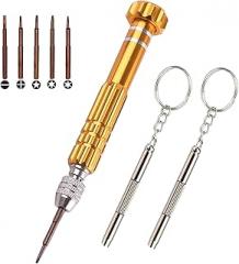 Eyeglass Glasses Screwdriver, Mini Eyeglass Glasses Repair Kit, Multifunctional Small Screwdriver for Laptop, Watch(Yellow)