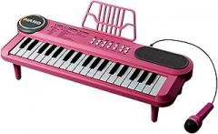 Electronic Piano Keyboard, Toy Musical Instrument, 37-Key Portable Piano Keyboard for Music Learning, Ideal for, Rose red