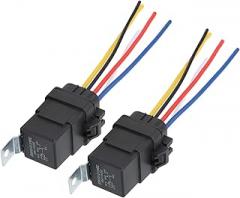Kadimendium JD2912-1Z 2pcs Car Flasher Relay Automobile Relay Wire Car Flasher Vehicle Accessory with Socket Vehicle Refitting DC 12V 40A for Automotive Electronics