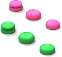 Skull & Co. Skin, CQC and FPS Thumb Grip Set Joystick Cap Analog Stick Cap for Nintendo Switch Joy-Con Controller - Neon Pink+Green, 3 Pairs(6pcs)