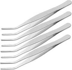 4pcs Stainless Steel Curved Tweezers for Gardening Precision Serrated Grip for Crafting Moss Terrarium and Projects