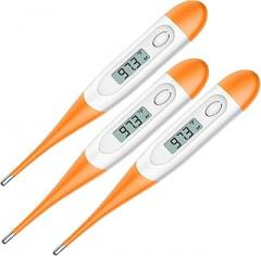 Thermometer for Baby, 3 Packs, Rectal Digital Thermometer with 10 Seconds Fast Reading (Orange)