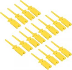 Flat Test Hooks 20pcs | Pure Copper Circuit Testing Clips | Short Circuit Protection for Electrical Supply/Multimeter/Electronics | Strong Elastic Spring Design (Yellow)